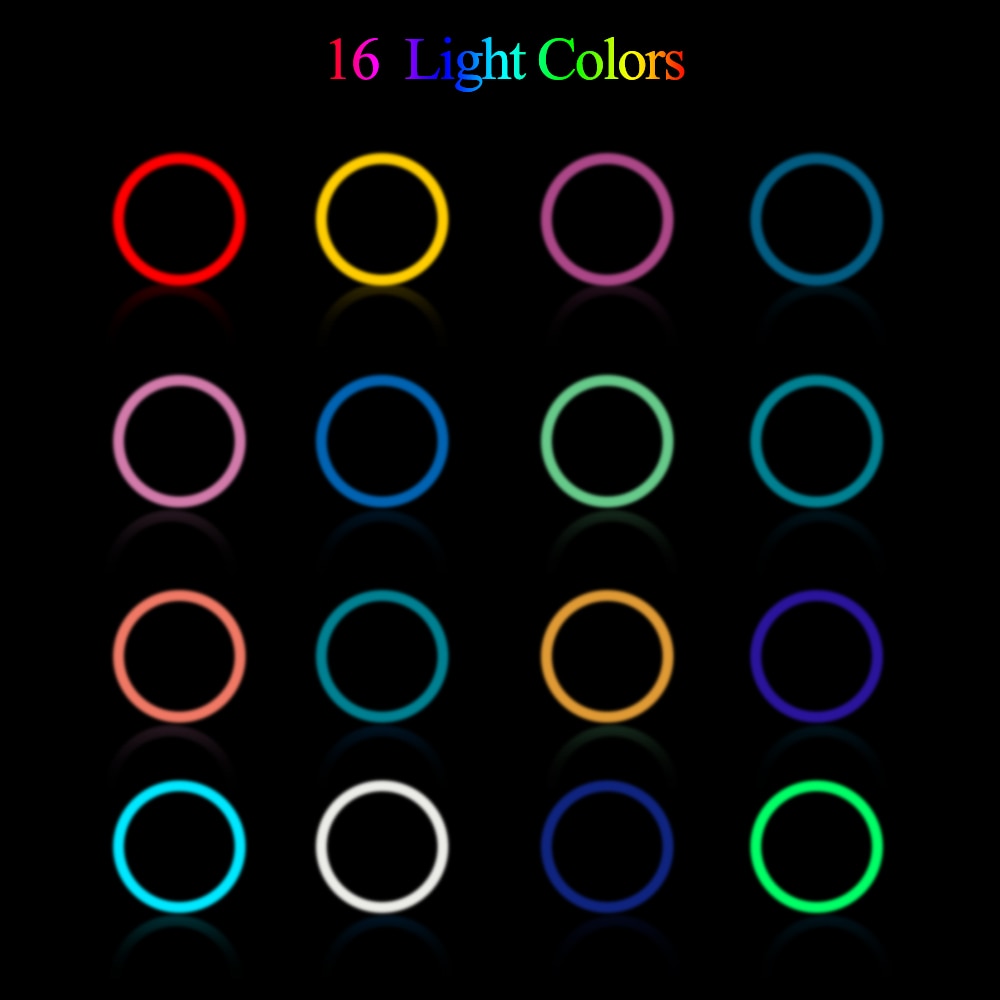 10 Inch Rgb Video Light 16Colors Rgb Ring Lamp For Phone With Remote Camera Studio Large Light Led 48" Stand 160Cm For Youtuber