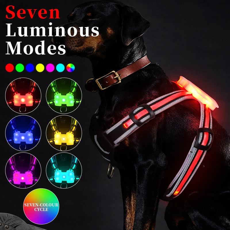 LED Luminous Chest Strap Explosion-Proof Night Dog Walking Vest Large Medium And Small Dog Harness
