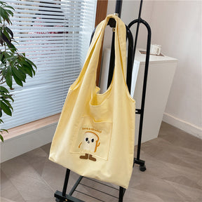 Small Fresh Canvas Bag Women's New Goose Yellow Wide Shoulder Strap Large Capacity Casual Shoulder Handbag