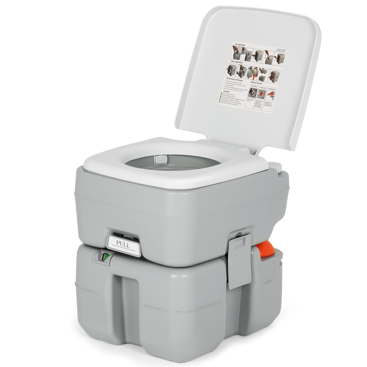 Outdoor Camping Toilet with 20 L Waste Tank & Flush Pump