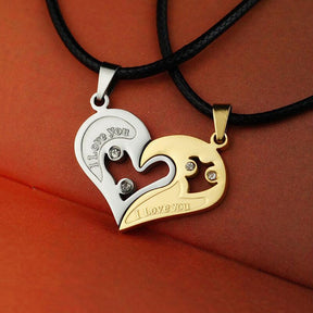 1 pair Fashion Couple Heart Shape I Love You Pendant Necklace Unisex Lovers Couples Jewelry Fashion Gift Accessories