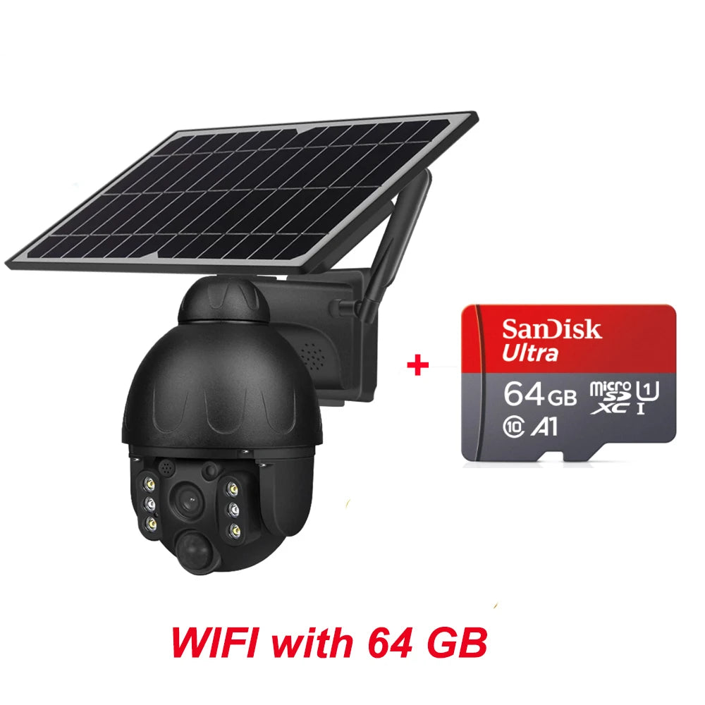 4G SIM Solar IP Camera PTZ Outdoor PIR Motion Detection Detachable Battery Wireless Security Camera CCTV Surveillance Solar Pane