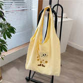 Small Fresh Canvas Bag Women's New Goose Yellow Wide Shoulder Strap Large Capacity Casual Shoulder Handbag