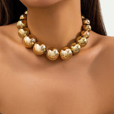 Large round bead collar collarbone chain geometric bead beaded necklace for women