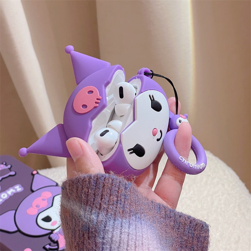 Big Head Kuromi Suitable For Airpods Protective Case 2 Cute Apple Wireless Bluetooth 3rd Generation Pro Headset Silicone