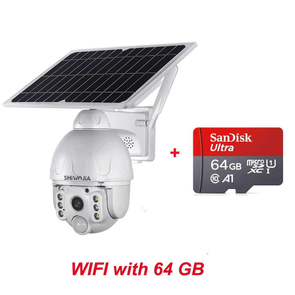 4G SIM Solar IP Camera PTZ Outdoor PIR Motion Detection Detachable Battery Wireless Security Camera CCTV Surveillance Solar Pane