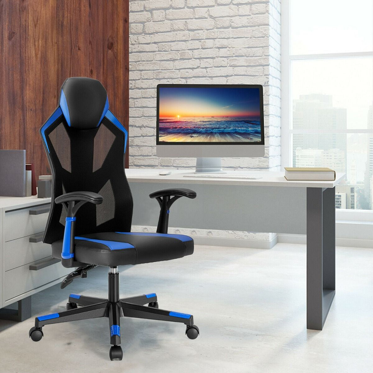 Racing Style Gaming Chair with Adjustable Back Height