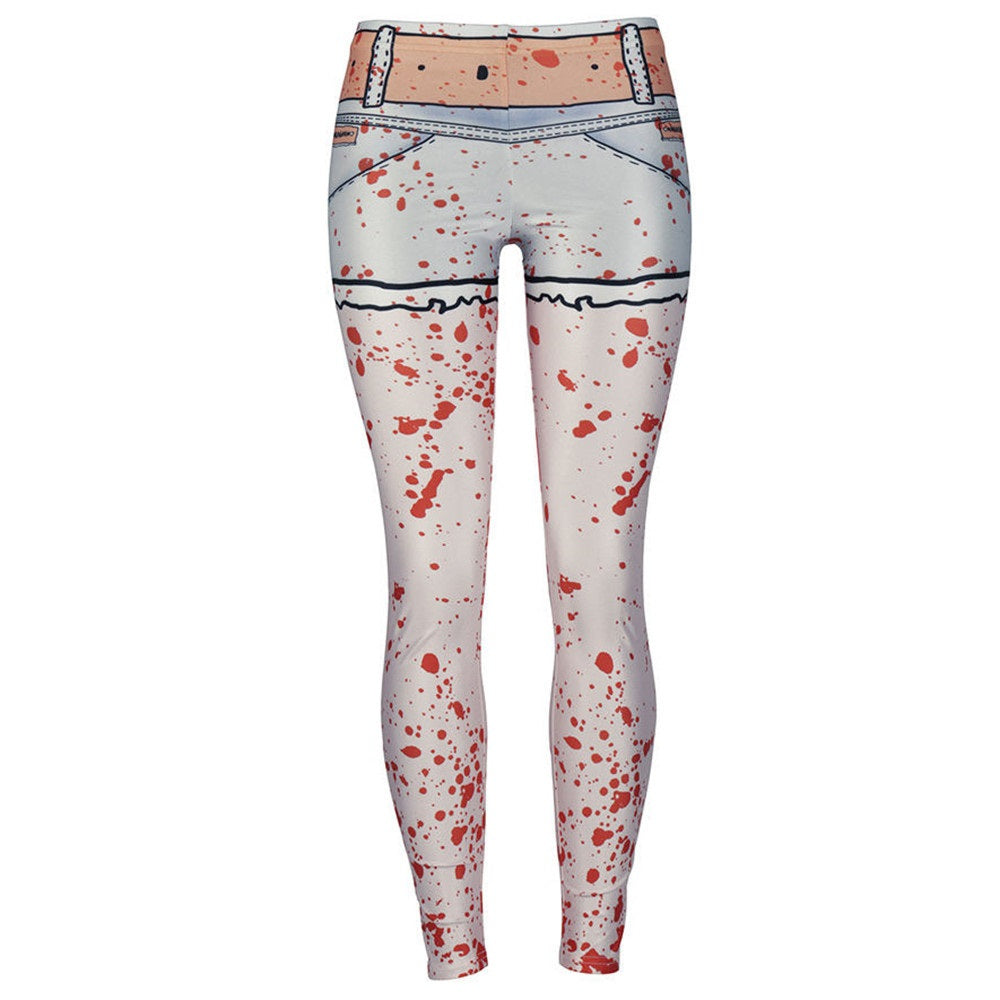 Ghost Hand Halloween Leggings Women Blood Spatter Digital Print Plus Size Fitness Pant Cosplay Stripped Workout Leggins