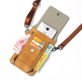 Luxury PU Leather Convenient Bag Cell Phone Handbag Wallet Pouch Neck Strap