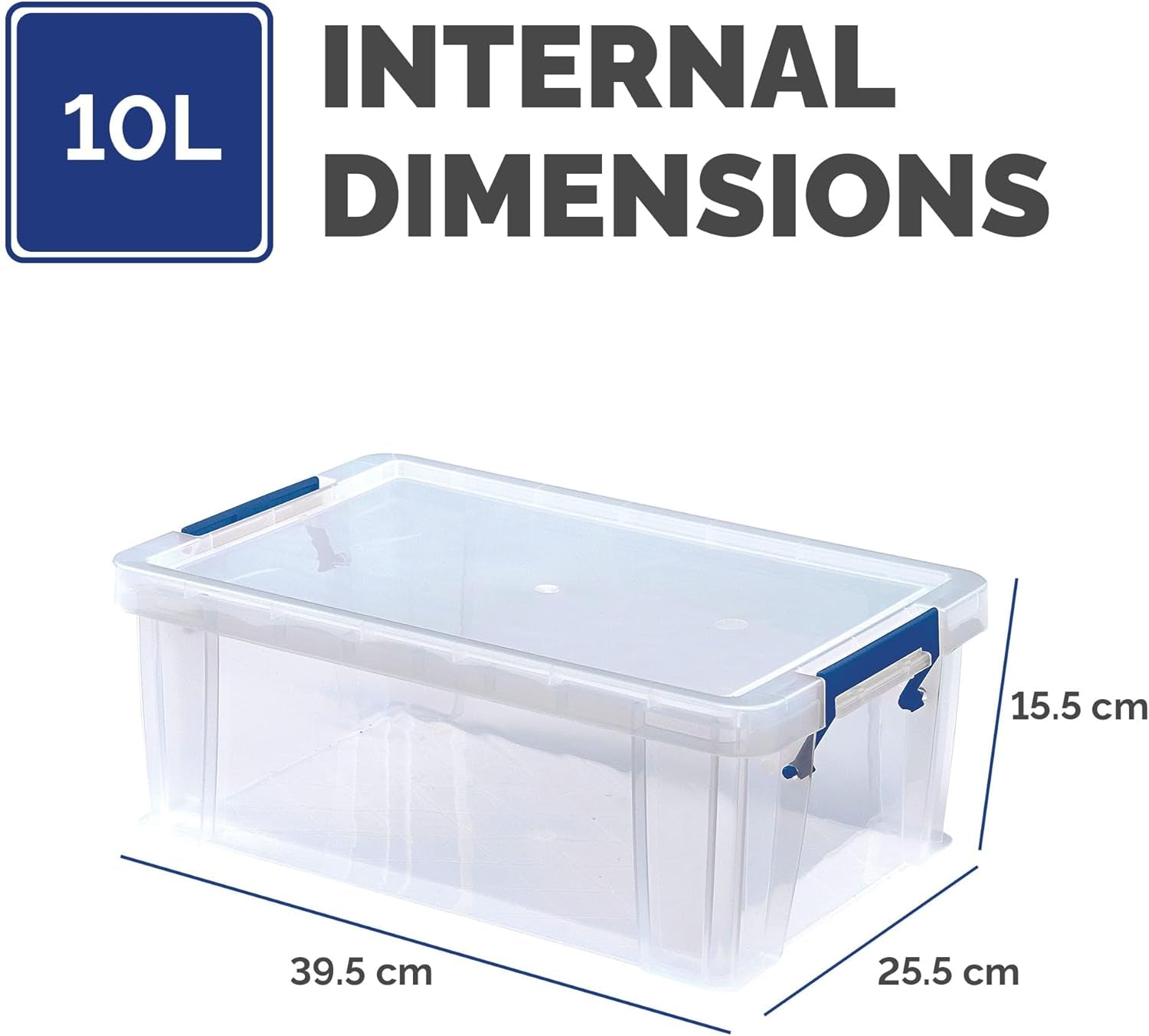 4X 10L Plastic Storage Boxes with Lids. Prostore Super Strong Stackable Plastic Storage Boxes (14 X 34 X 21.5Cm), Made in the UK, Clear