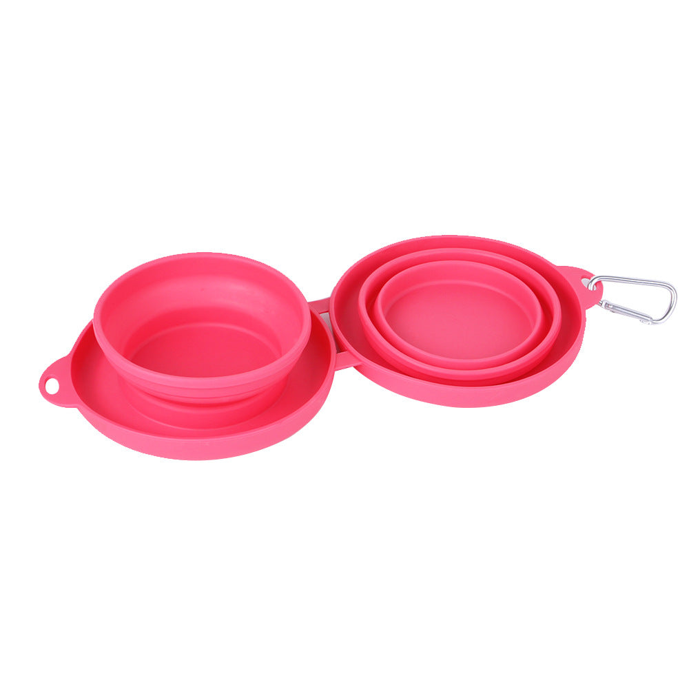 Folding Silicone Pet Bowl Outdoor Pet Double Bowl Tableware Pet Supplies Portable Dog Bowl