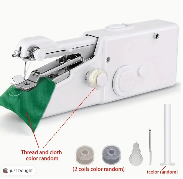 1pc Portable Handheld Sewing Machine - Quick Stitching Tool For Cloth, Clothing And Kids Clothes - 2 Coils Included (Battery Not