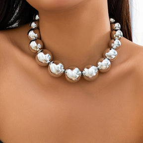 Large round bead collar collarbone chain geometric bead beaded necklace for women