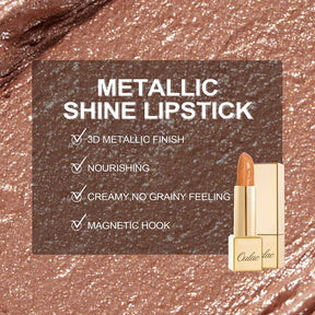 Metallic Shine Glitter Lipstick, Nude High Impact Lipcolor, Lightweight Soft and Ultra Hydrating, Long Lasting, Vegan & Cruelty-Free, Full-Coverage Lip Color 4.3 G/0.15 Sahara Gold(10)