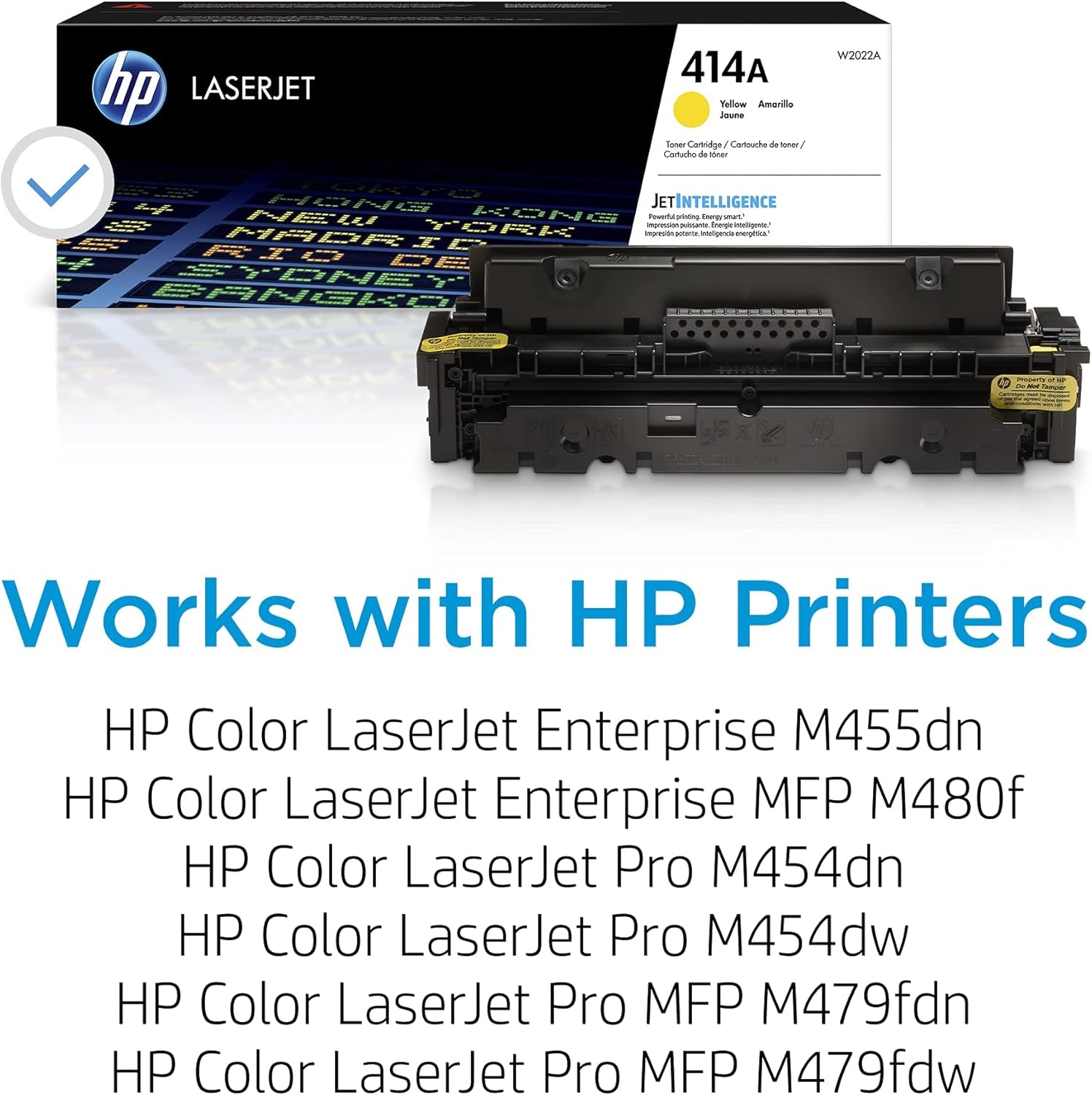 414A Yellow Toner Cartridge | Works with  Color Laserjet Enterprise M455Dn, MFP M480F;  Color Laserjet Pro M454 Series,  Color Laserjet Pro MFP M479 Series | W2022A