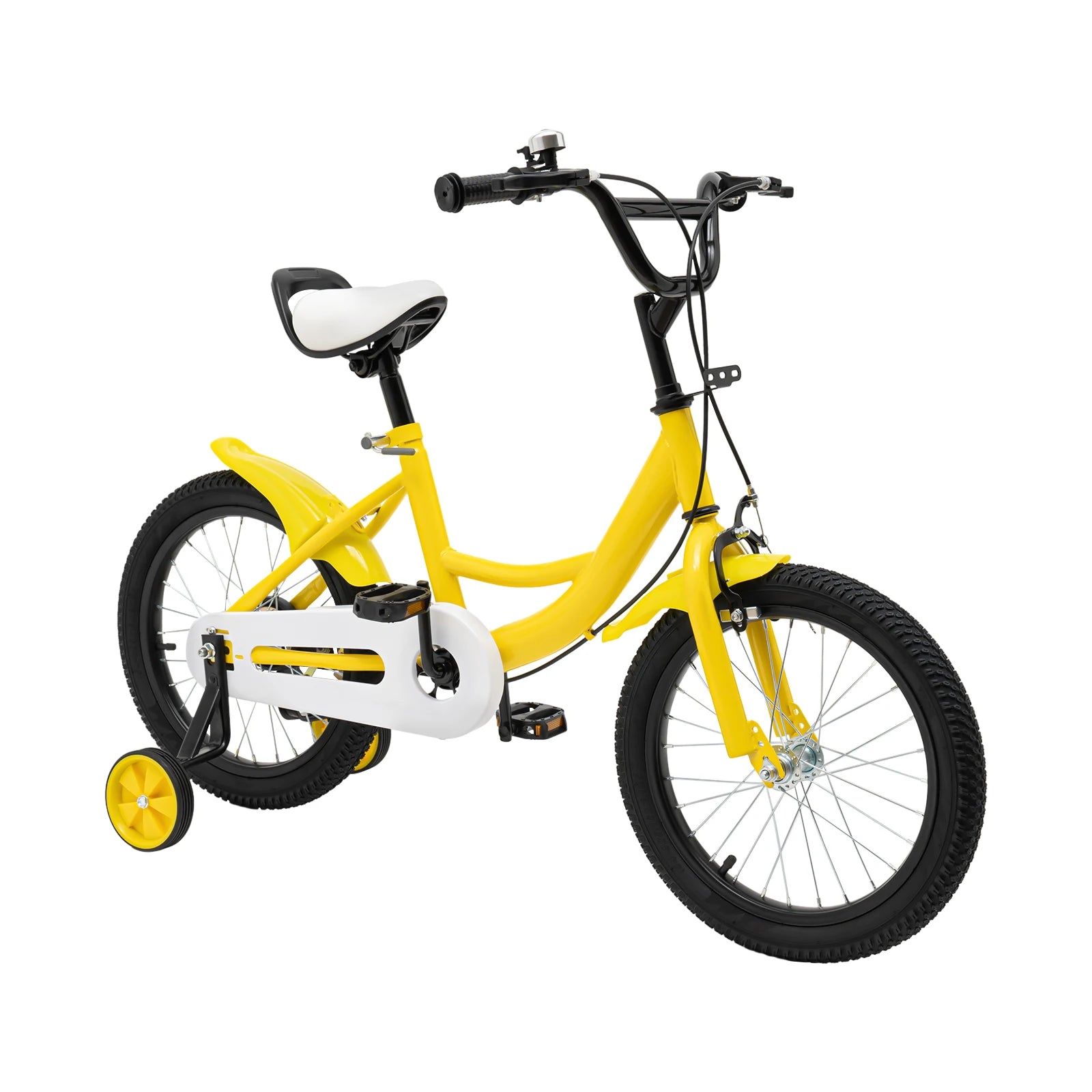 16 Inch Children Bicycle with Training Auxiliary Wheels for Kids Height of 105 to 135CM Adjustable Height Seat Front Rear Brakes