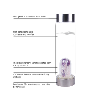 500ml  Natural Crystal Quartz Gravel Gemstone Healing Glass Energy Elixir Water Bottle