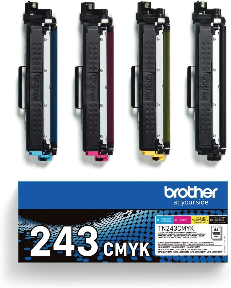 TN-243BK/TN-243C/TN-243M/TN-243Y Toner Cartridges, Black/Cyan/Magenta/Yellow, Multi-Pack, Standard Yield, Includes 4 X Toner Cartridges,  Genuine Supplies