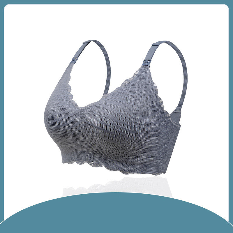 One-Piece Fixed Cup Nursing Underwear Non-Marking No Steel Ring Gathering Pregnancy Comfortable Postpartum Breastfeeding Bra