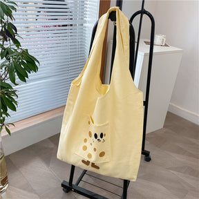 Small Fresh Canvas Bag Women's New Goose Yellow Wide Shoulder Strap Large Capacity Casual Shoulder Handbag