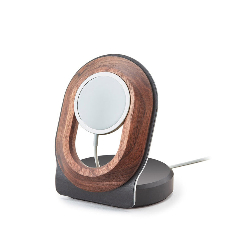 Wooden Desk Shelf Accessories Walnut Wireless Magnetic Charger Wireless Charging Stand For Magsafe