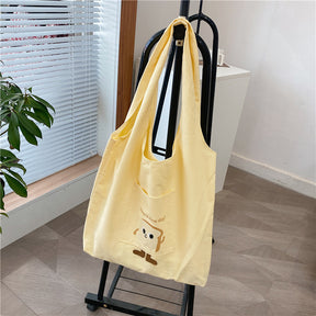 Small Fresh Canvas Bag Women's New Goose Yellow Wide Shoulder Strap Large Capacity Casual Shoulder Handbag