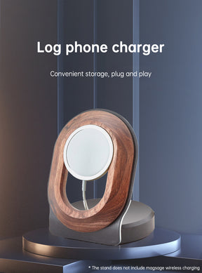 Wooden Desk Shelf Accessories Walnut Wireless Magnetic Charger Wireless Charging Stand For Magsafe