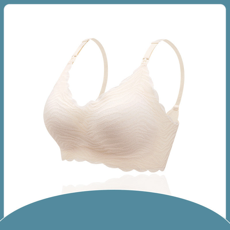 One-Piece Fixed Cup Nursing Underwear Non-Marking No Steel Ring Gathering Pregnancy Comfortable Postpartum Breastfeeding Bra