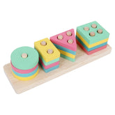 New Montessori Macaron color four column children's early education puzzle geometric shape matching building block toy set