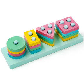 New Montessori Macaron color four column children's early education puzzle geometric shape matching building block toy set