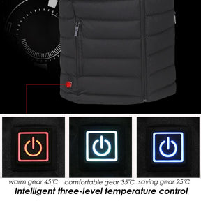 Men Outdoor USB Infrared Heating Vest Hooded Jacket Winter Electric Thermal Waistcoat For Sports Hiking Vest Clothing