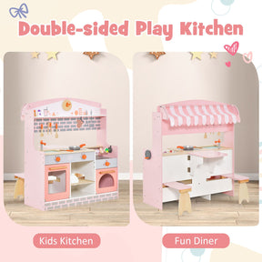 2-In-1 Kids Kitchen Playset with Realistic Toy Food