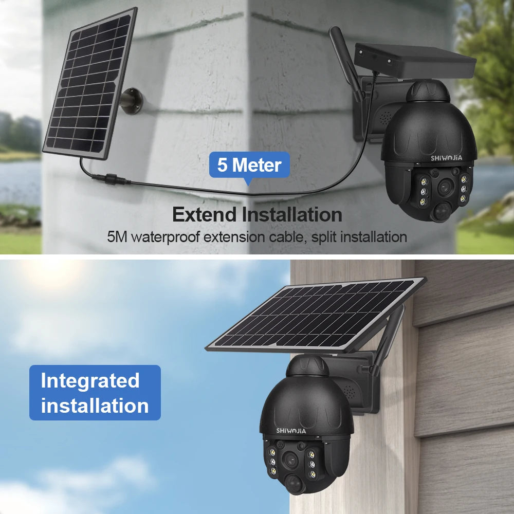 4G SIM Solar IP Camera PTZ Outdoor PIR Motion Detection Detachable Battery Wireless Security Camera CCTV Surveillance Solar Pane