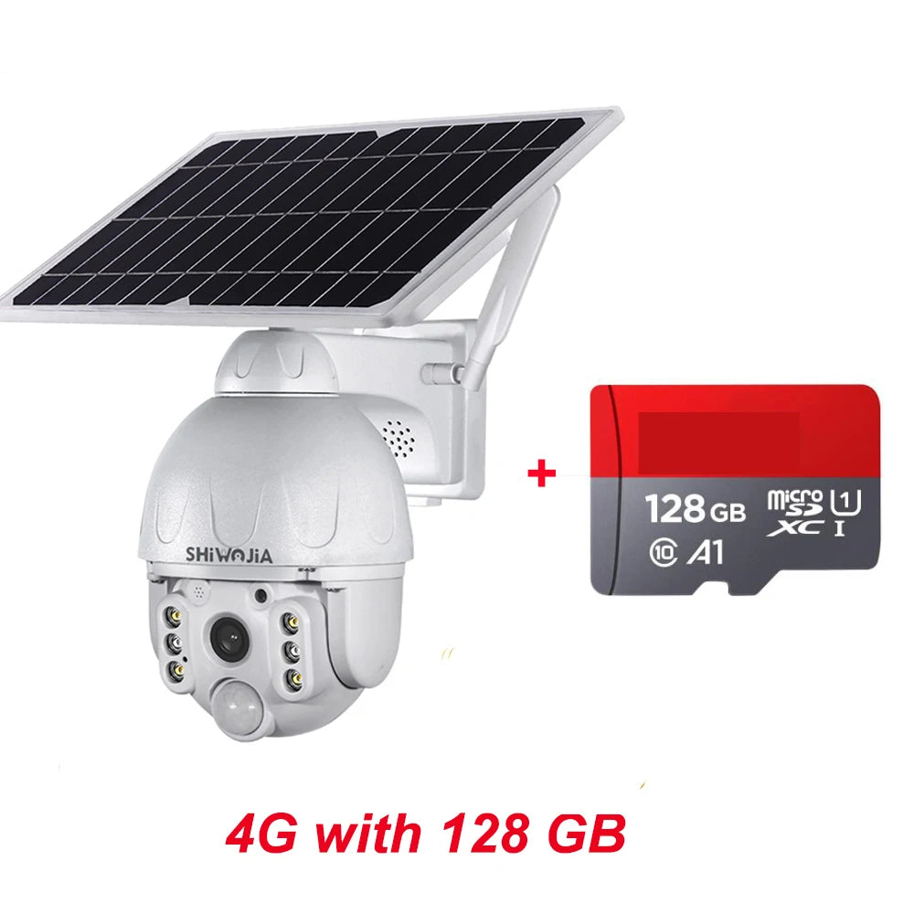 4G SIM Solar IP Camera PTZ Outdoor PIR Motion Detection Detachable Battery Wireless Security Camera CCTV Surveillance Solar Pane