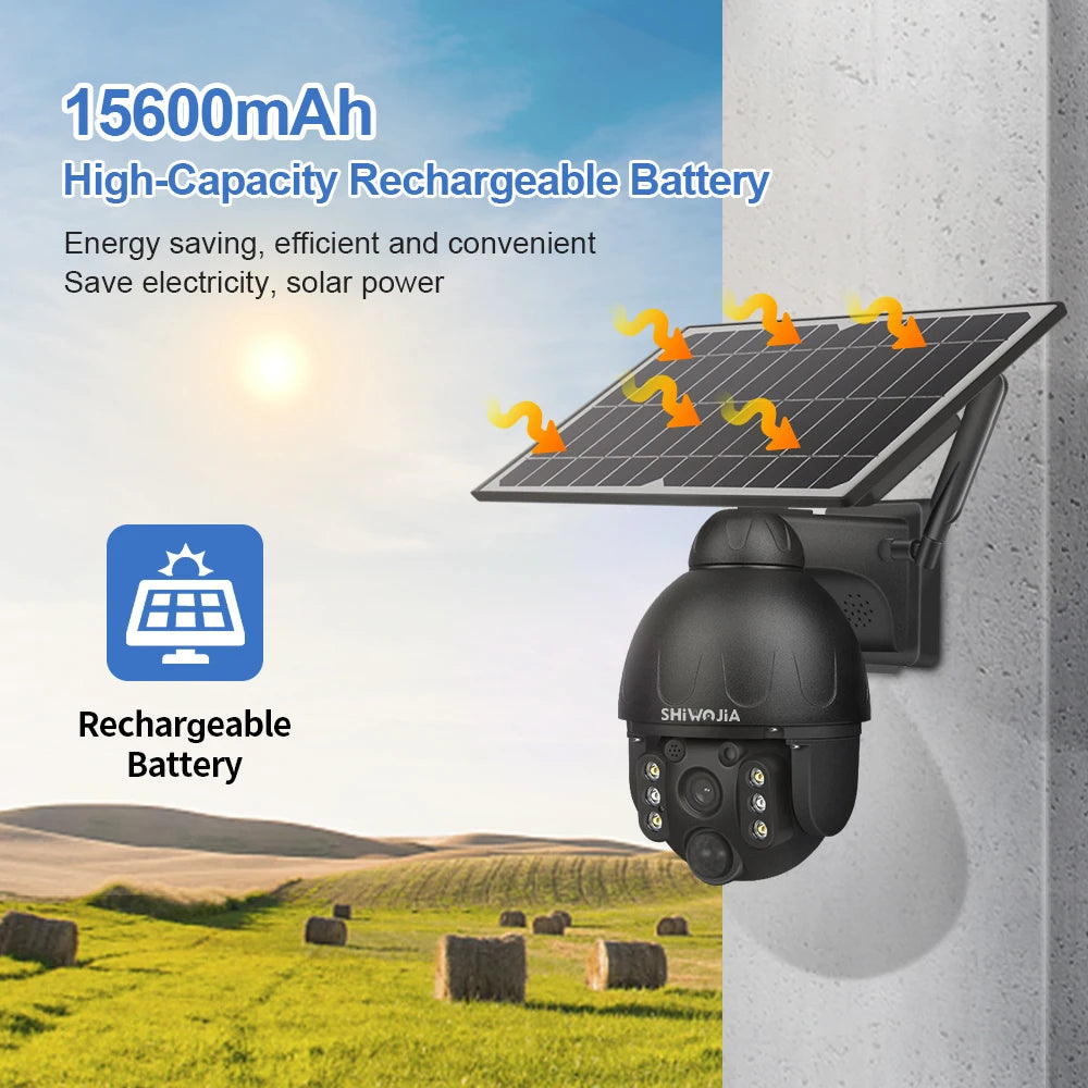 4G SIM Solar IP Camera PTZ Outdoor PIR Motion Detection Detachable Battery Wireless Security Camera CCTV Surveillance Solar Pane