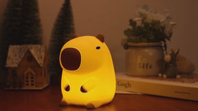 Novelty Cartoon Capybara Shaped Soft Silicone LED Night Light with Rechargeable and Touch Control