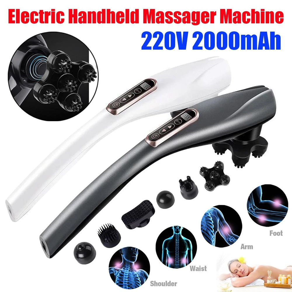 Electric Handheld Back Massager with 6 Interchangeable Heads- EU Plug_4