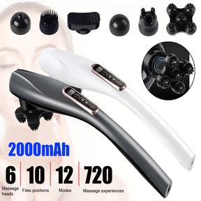 Electric Handheld Back Massager with 6 Interchangeable Heads- EU Plug_5