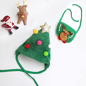 Holiday Christmas Scarf Bibs and Hat Pet Dress Up Costume_11