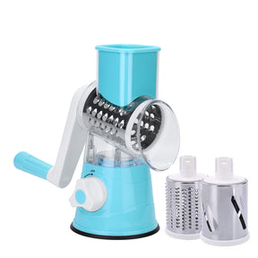 3 Drum Blades Cheese Grater Rotary Handheld Fruit Vegetable Slicer Shredder_0