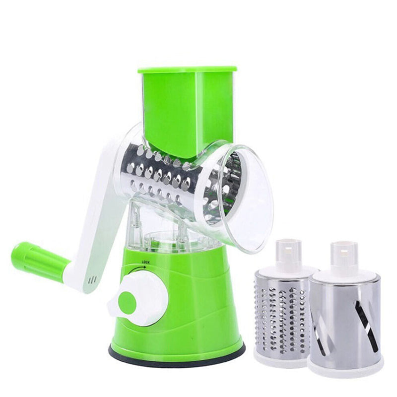 3 Drum Blades Cheese Grater Rotary Handheld Fruit Vegetable Slicer Shredder_1