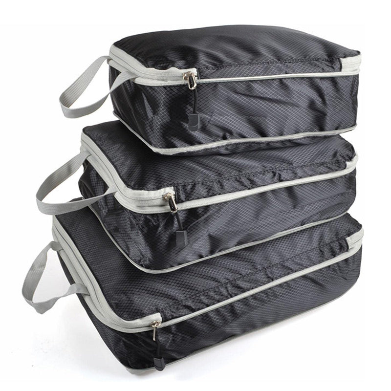 Pack of 3 Compression Packing Cubes Expandable Storage Luggage Organizer_0