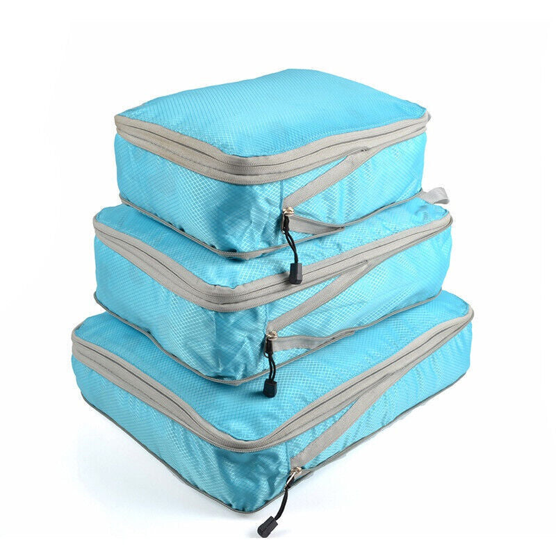 Pack of 3 Compression Packing Cubes Expandable Storage Luggage Organizer_1