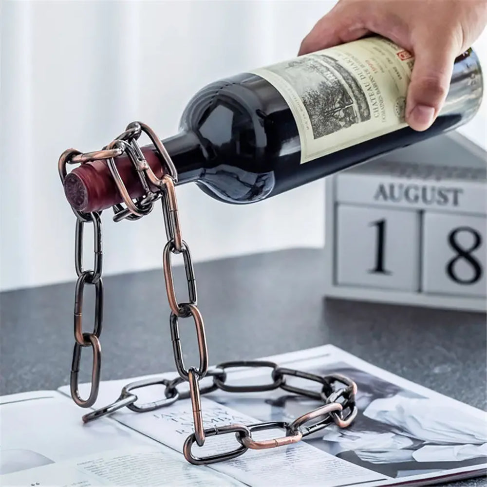 Magic Floating Wine Bottle Holder Unique Link Chain Rack for Airborne Bottle Display_15