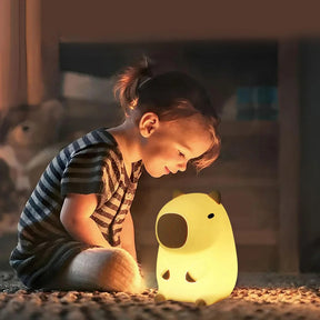 Novelty Cartoon Capybara Shaped Soft Silicone LED Night Light with Rechargeable and Touch Control_13
